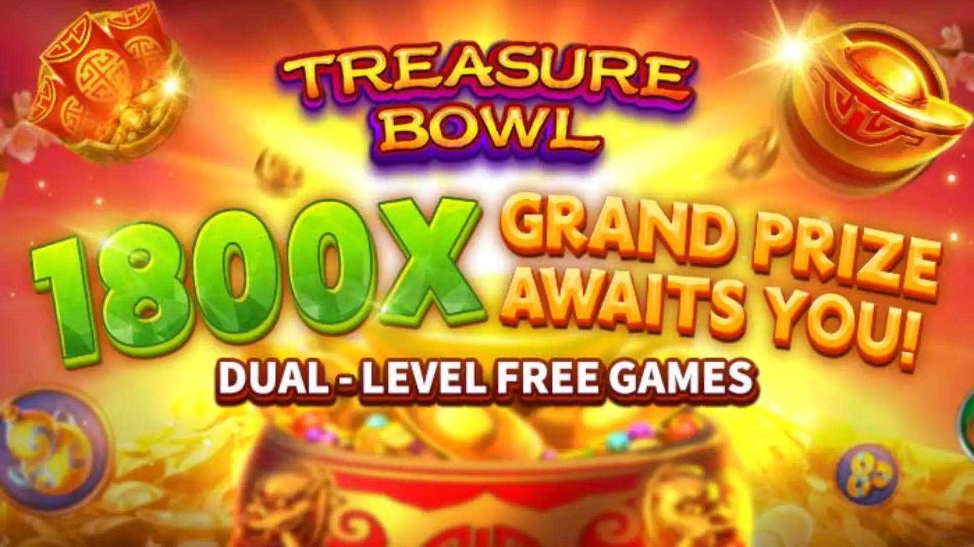 Multiplicadores Treasure Bowl 444game - 7777x Máximo com Tigela Dourada